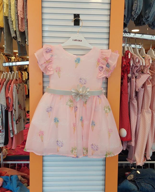 LADY GOLD Kids 6037 Kız Çocuk Çiçekli Elbise