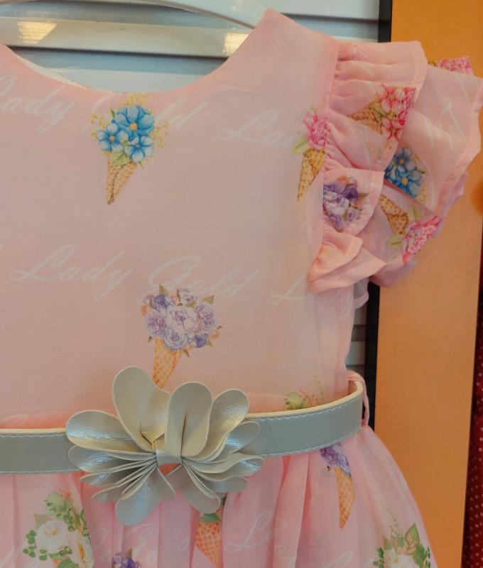 LADY GOLD Kids 6037 Kız Çocuk Çiçekli Elbise