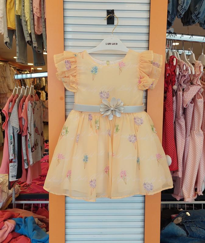 LADY GOLD Kids 6037 Kız Çocuk Çiçekli Elbise