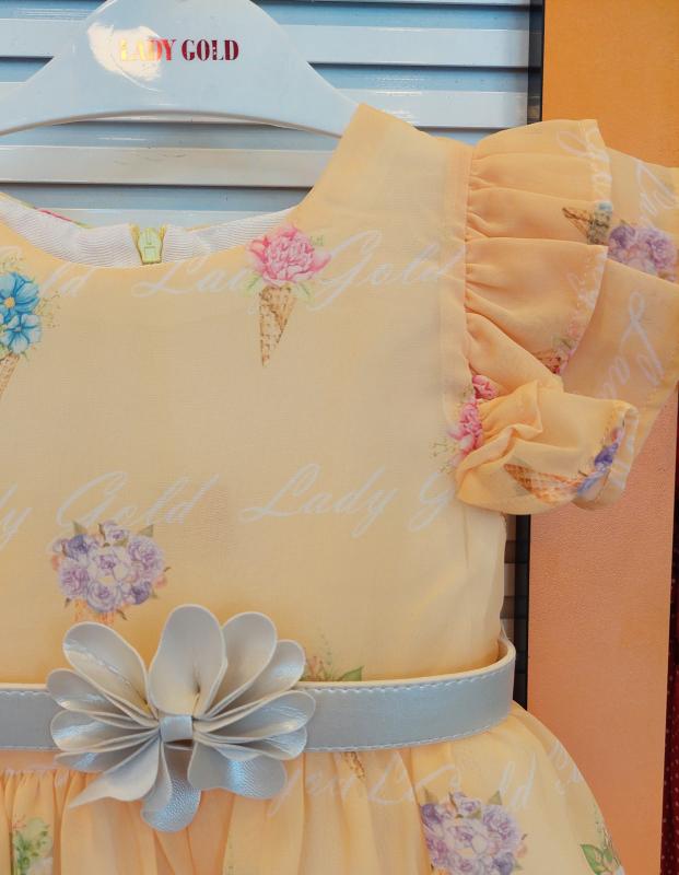 LADY GOLD Kids 6037 Kız Çocuk Çiçekli Elbise
