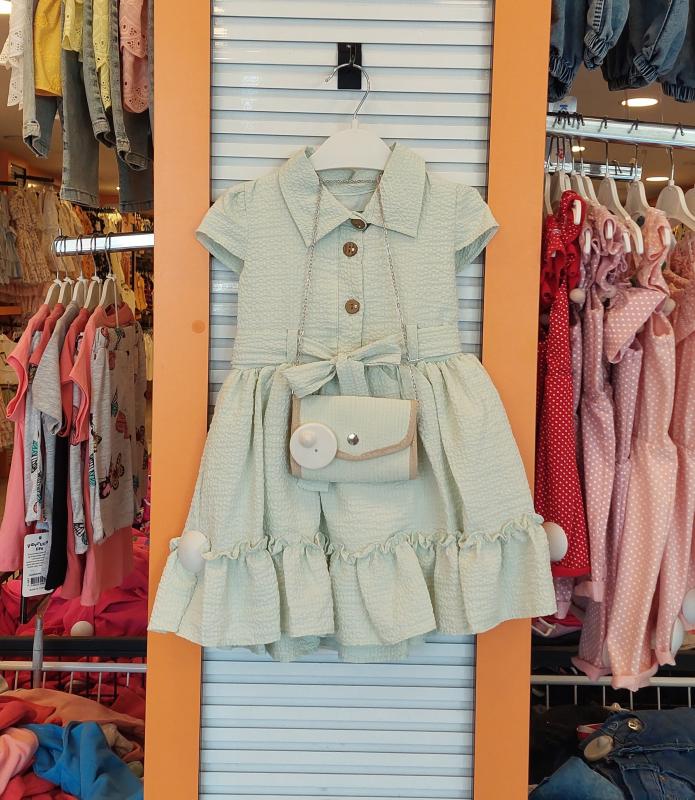 ROSE MARRY Kids 626 Kız Çocuk Çantalı Gofre Elbise