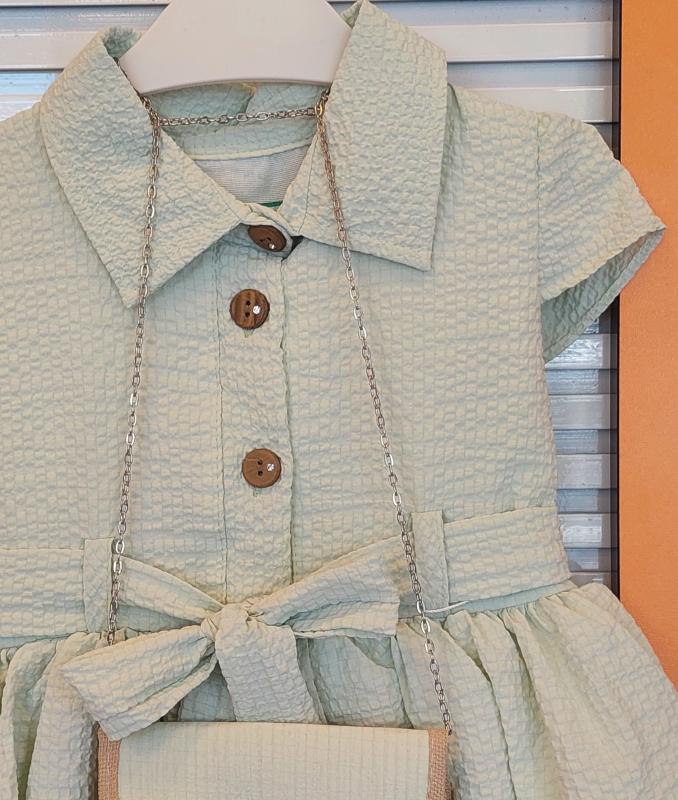 ROSE MARRY Kids 626 Kız Çocuk Çantalı Gofre Elbise