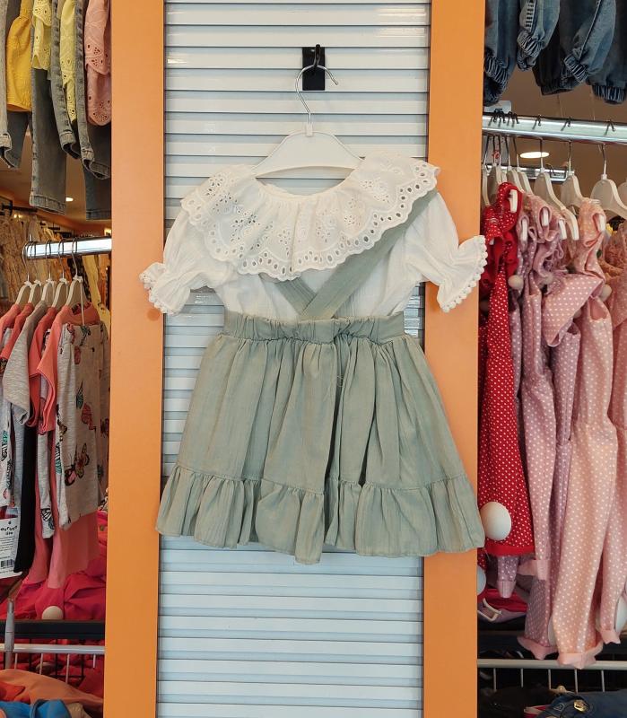 LUMİA Kids 860 Kız Çocuk Yaka İşlemeli Askılı 2li Takım
