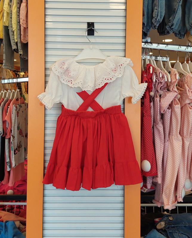LUMİA Kids 860 Kız Çocuk Yaka İşlemeli Askılı 2li Takım