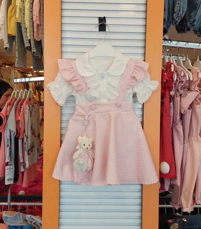 LUMİA Kids 865 Kız Çocuk Noktalı Ayıcıklı Elbise