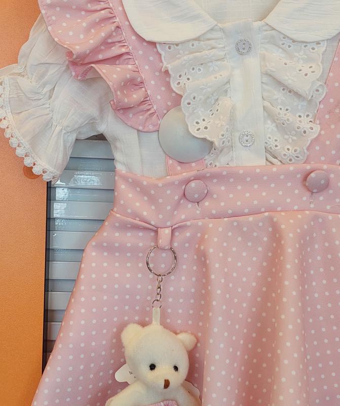 LUMİA Kids 865 Kız Çocuk Noktalı Ayıcıklı Elbise