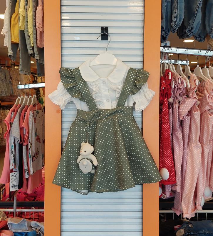 LUMİA Kids 864 Kız Çocuk Noktalı Ayıcıklı Elbise