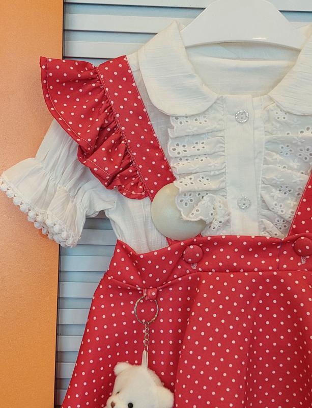 LUMİA Kids 864 Kız Çocuk Noktalı Ayıcıklı Elbise