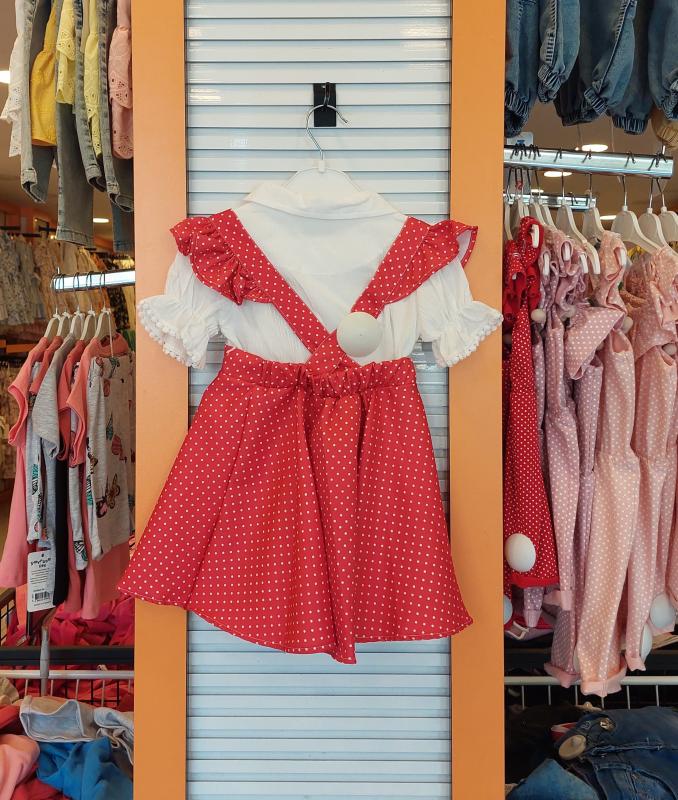 LUMİA Kids 864 Kız Çocuk Noktalı Ayıcıklı Elbise