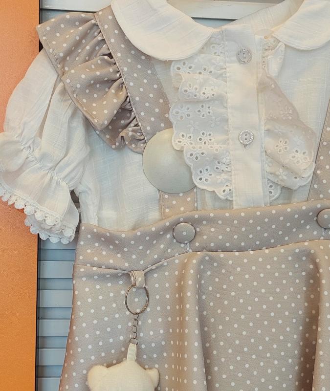 LUMİA Kids 865 Kız Çocuk Noktalı Ayıcıklı Elbise