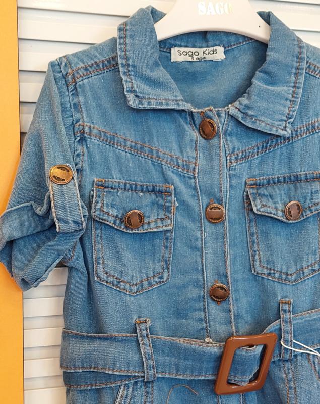 SAGO Kids 1284 Kız Çocuk Kot Elbise