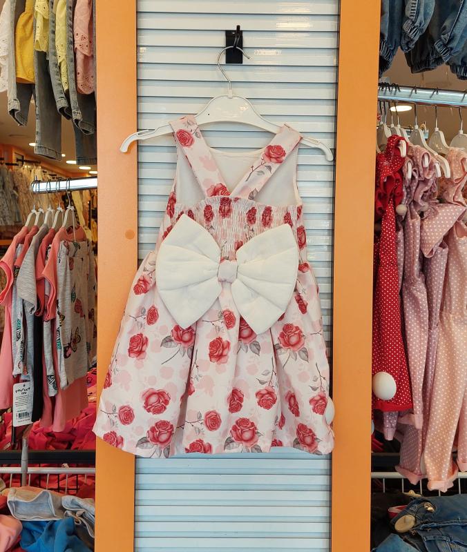 SERKON Kids 0273 Kız Çocuk Güllü Askılı Elbise