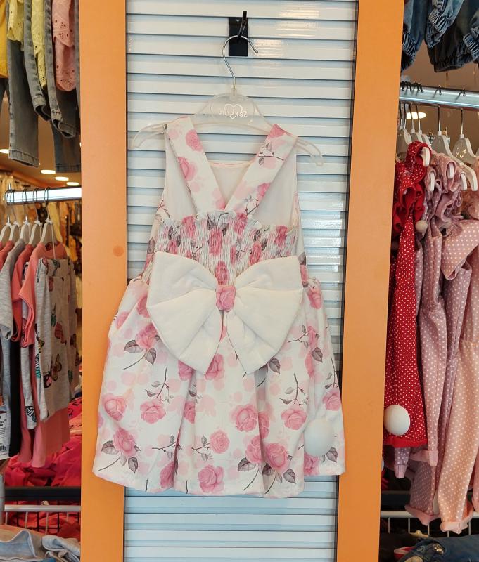 SERKON Kids 0273 Kız Çocuk Güllü Askılı Elbise