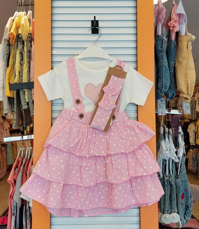 CEMİLİNO Kids 8327 Kız Çocuk Bandajlı Askılı Elbise