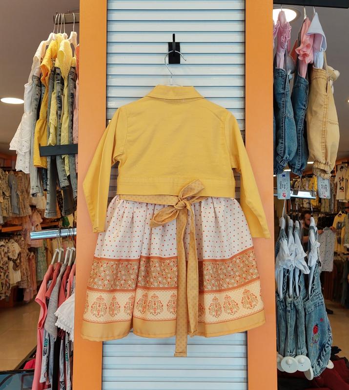 EBRULI Kids 3507 Kız Çocuk Etnik Baskılı Ceketli Elbise