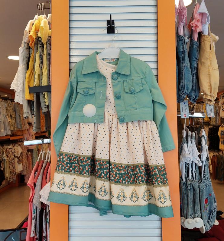 EBRULI Kids 3507 Kız Çocuk Etnik Baskılı Ceketli Elbise