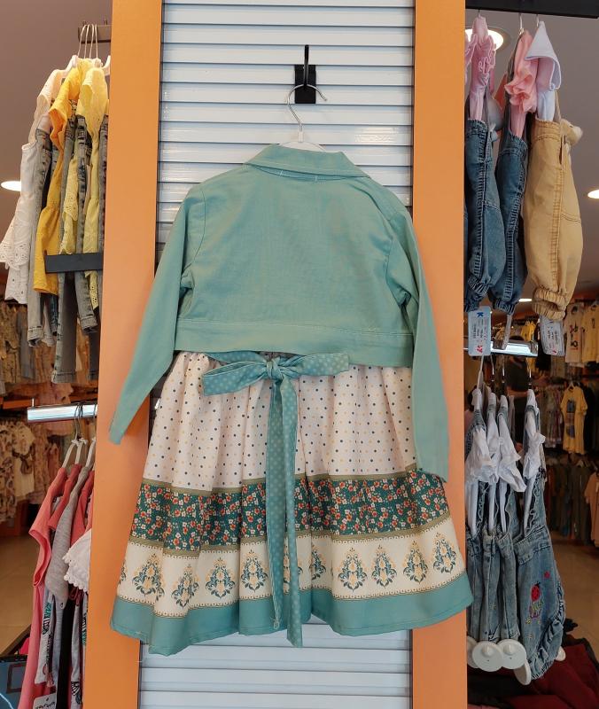 EBRULI Kids 3507 Kız Çocuk Etnik Baskılı Ceketli Elbise