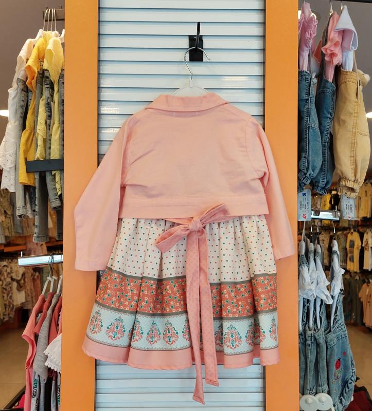 EBRULI Kids 3507 Kız Çocuk Etnik Baskılı Ceketli Elbise
