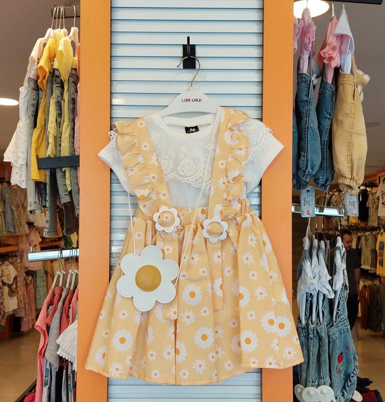 LADY GOLD Kids 8026 Kız Çocuk Papatyalı Elbise