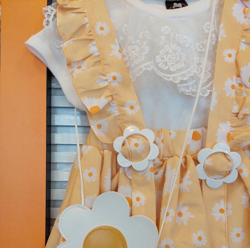 LADY GOLD Kids 8026 Kız Çocuk Papatyalı Elbise