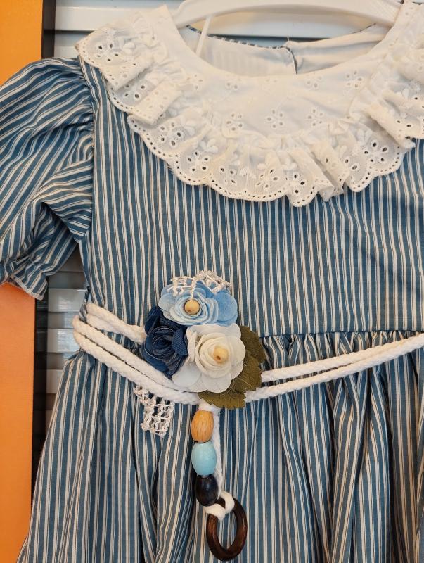 EBRULI Kids 36027 Kız Çocuk Çizgili Fırfırlı Elbise