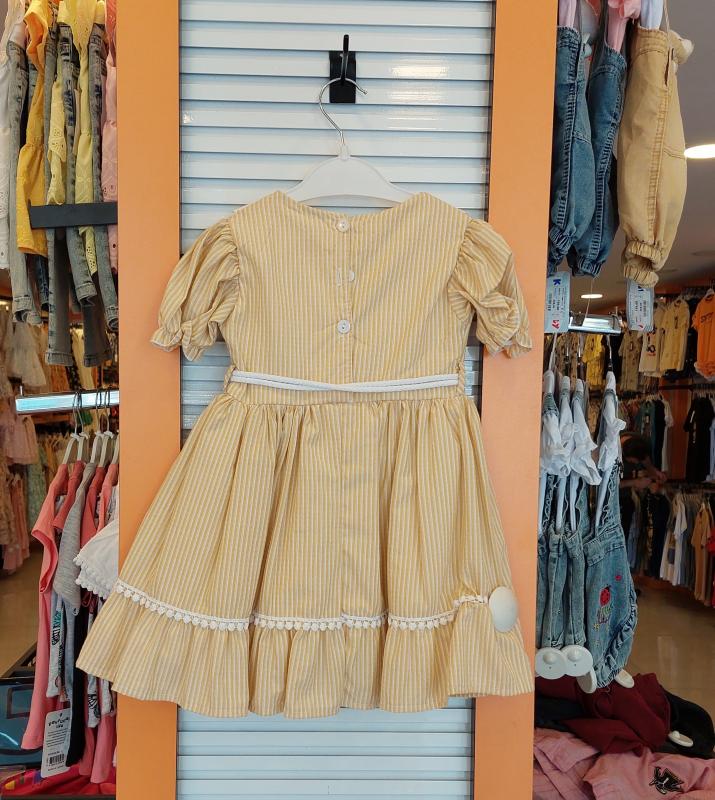 EBRULI Kids 36027 Kız Çocuk Çizgili Fırfırlı Elbise