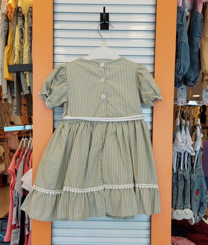 EBRULI Kids 36027 Kız Çocuk Çizgili Fırfırlı Elbise