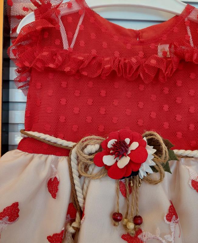 EBRULI Kids 3023 Kız Çocuk Çiçekli Tül Brode Elbise
