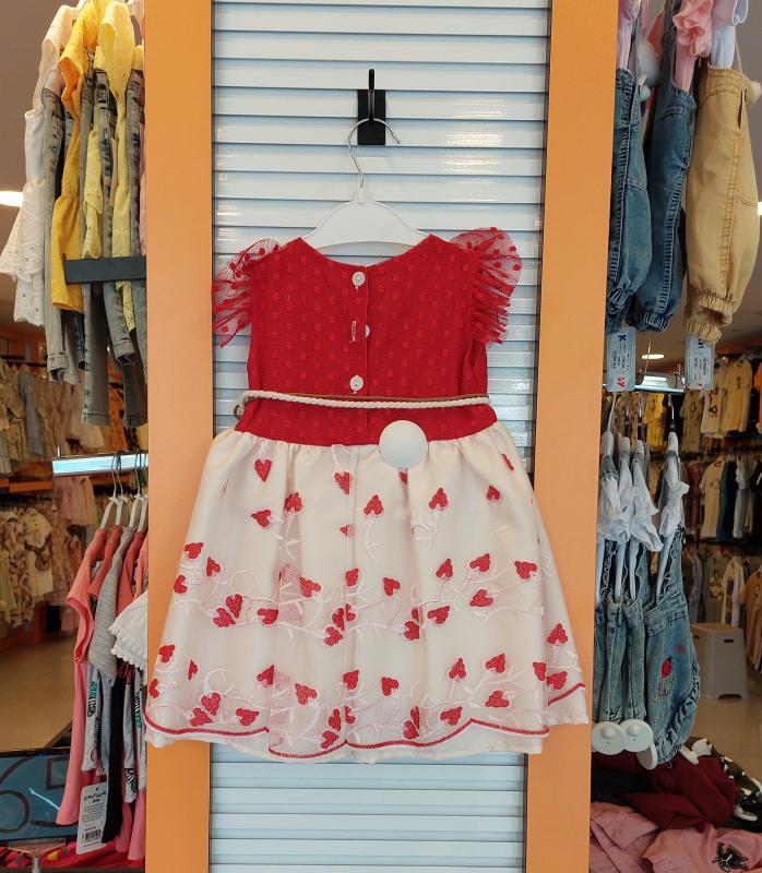 EBRULI Kids 3023 Kız Çocuk Çiçekli Tül Brode Elbise