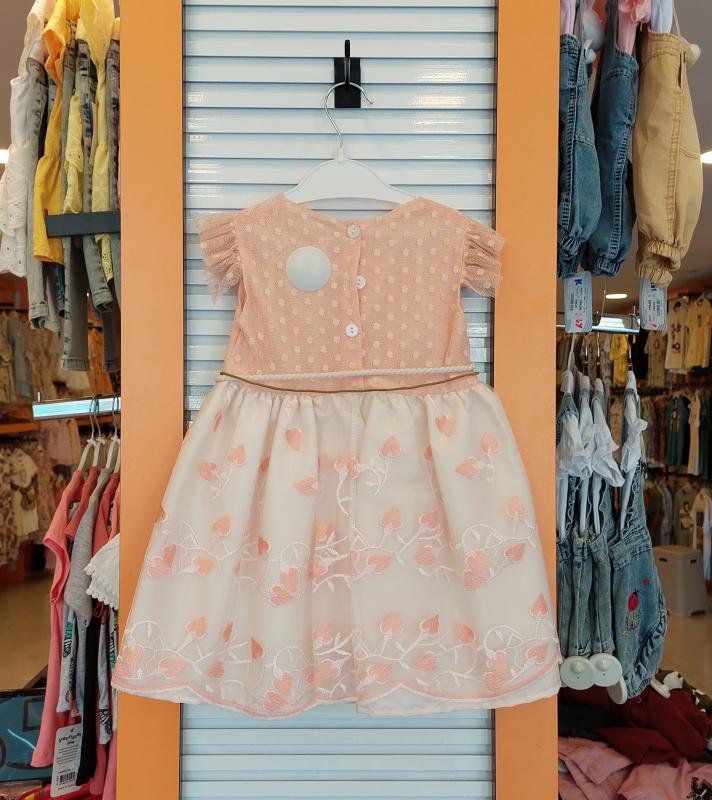 EBRULI Kids 3023 Kız Çocuk Çiçekli Tül Brode Elbise