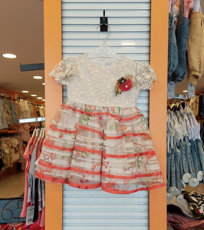 EBRULI Kids 3005 Kız Çocuk Dantel Çizgili Elbise
