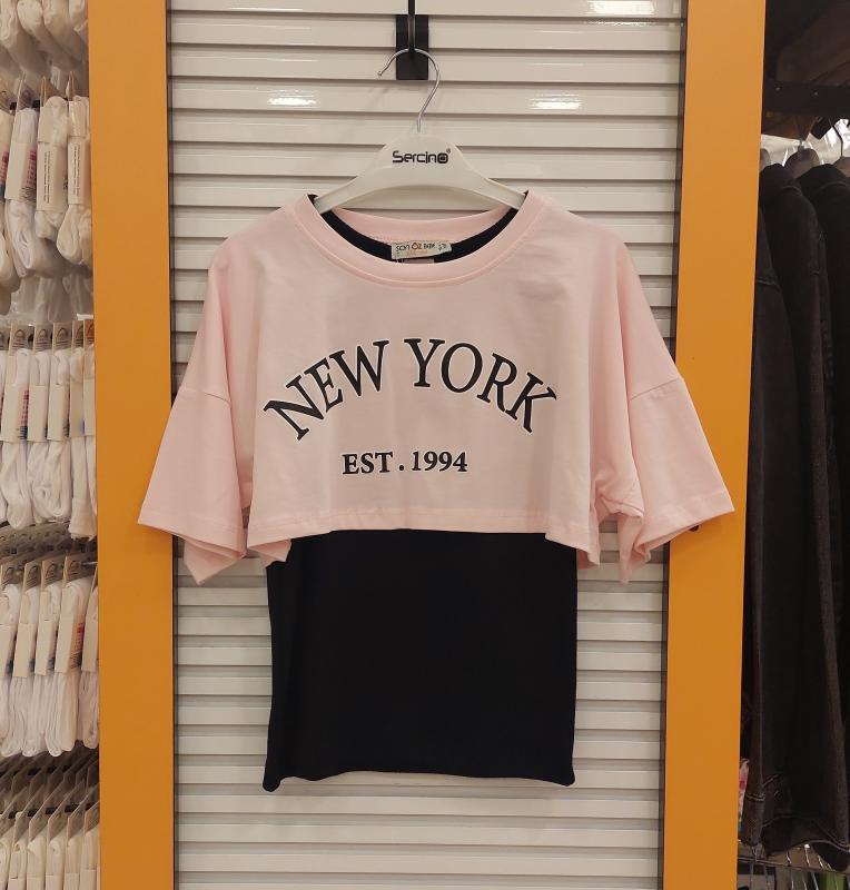 SONÖZ Kids 457 New York Kız Çocuk 2li Crop Tişört