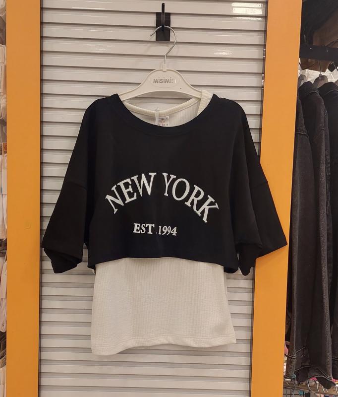 SONÖZ Kids 457 New York Kız Çocuk 2li Crop Tişört