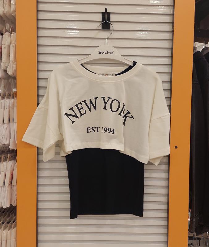 SONÖZ Kids 457 New York Kız Çocuk 2li Crop Tişört