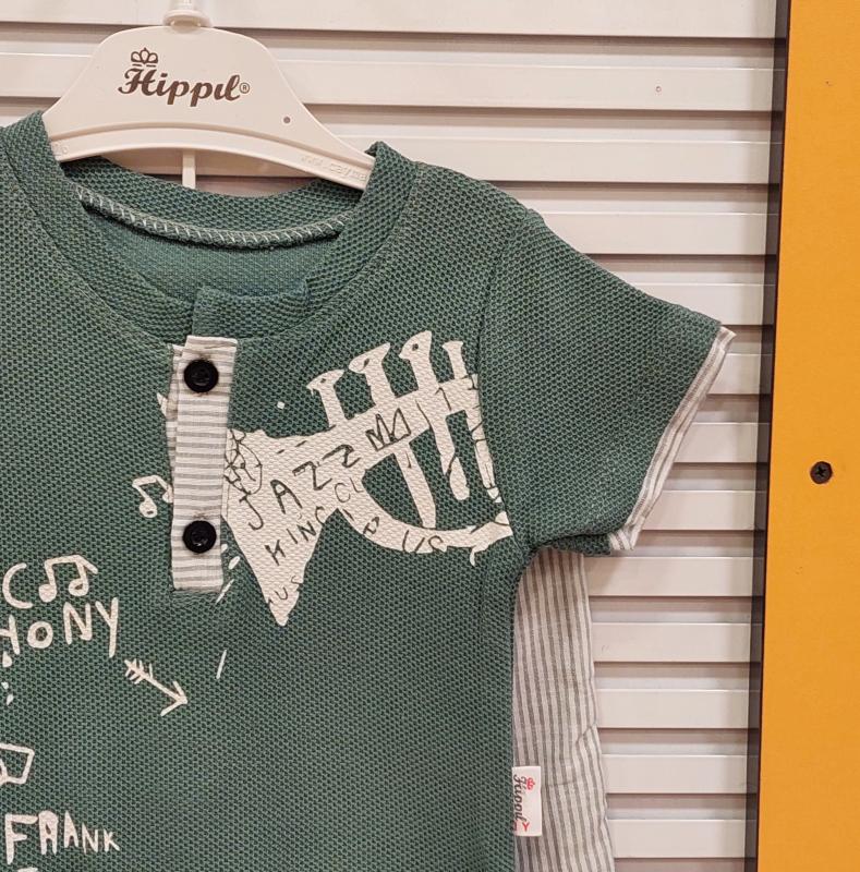 HİPPIL BABY 0465 Erkek Çocuk Music Tişörtlü Şortlu 3lü Takım