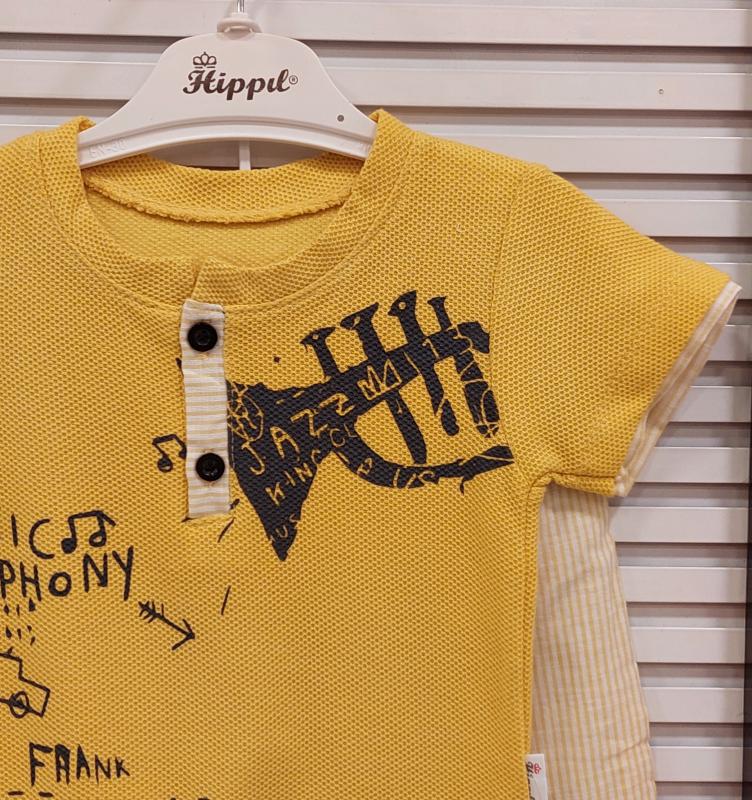 HİPPIL BABY 0465 Erkek Çocuk Music Tişörtlü Şortlu 3lü Takım