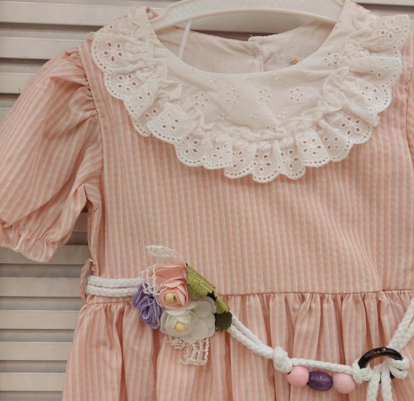 EBRULI Kids 36027 Kız Çocuk Çizgili Fırfırlı Elbise