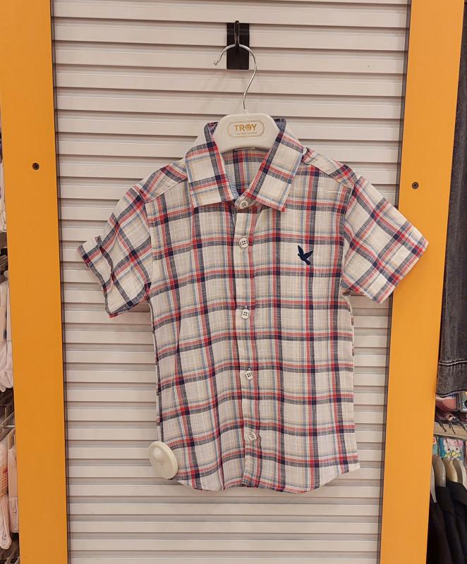 TROY Kids 3504 Kareli Erkek Çocuk Kısa Kollu Gömlek