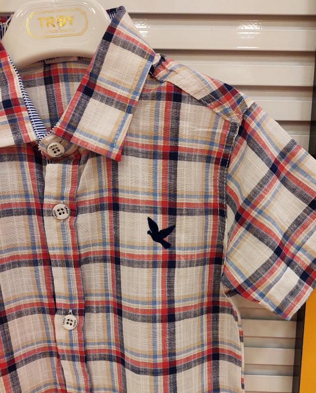 TROY Kids 3504 Kareli Erkek Çocuk Kısa Kollu Gömlek