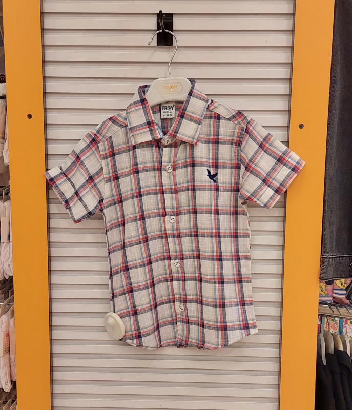 TROY Kids 3504 Kareli Erkek Çocuk Kısa Kollu Gömlek
