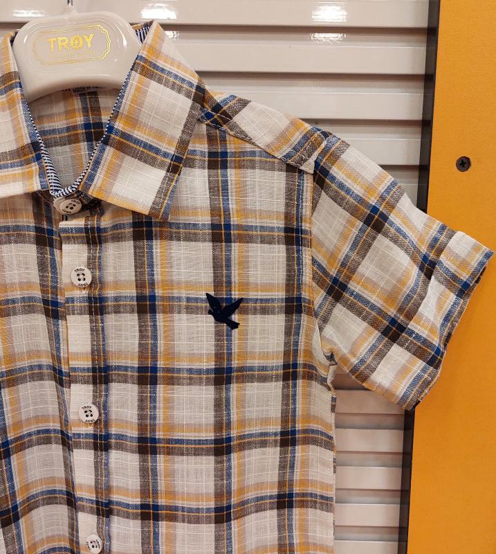TROY Kids 3504 Kareli Erkek Çocuk Kısa Kollu Gömlek