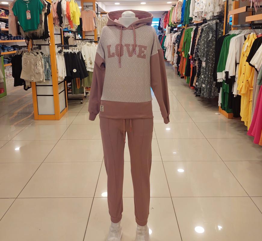 YAVRUCAK 7919 Love Kız Çocuk Lastikli Kapşonlu 2li Takım