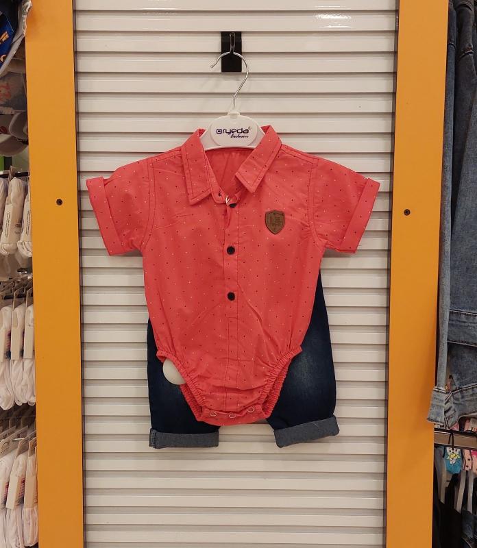 ORYEDA Kids 2441 Erkek Bebek Gömlek Zıbınlı 2li Takım