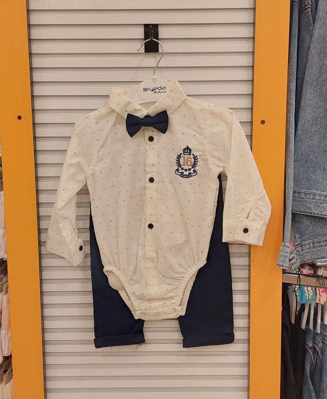 ORYEDA Kids 2430 Erkek Bebek Nakışlı Gömlekli 2li Takım