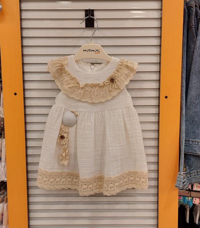 MİOMİNİ Kids 3644 Kız Bebek Müslin Sıfır Kollu Elbise