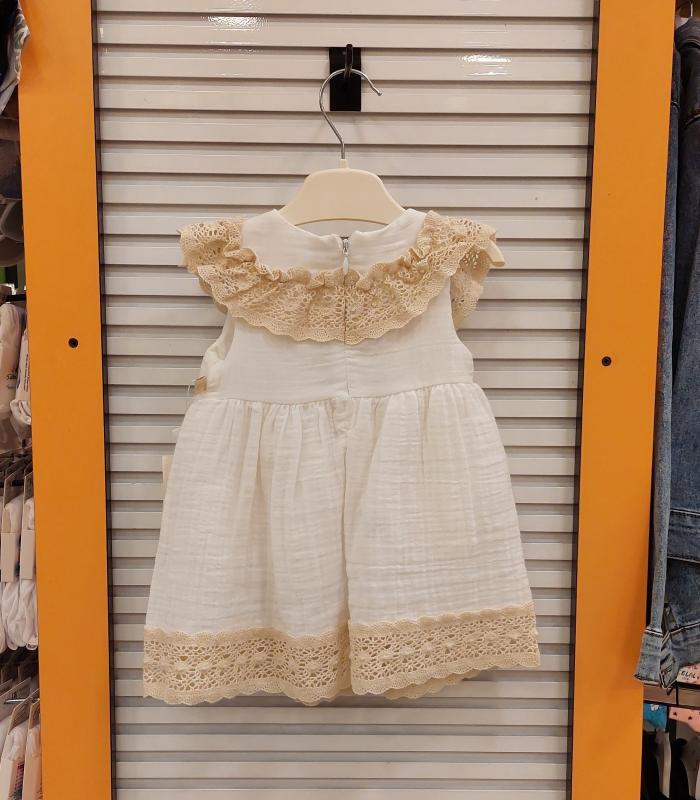 MİOMİNİ Kids 3644 Kız Bebek Müslin Sıfır Kollu Elbise