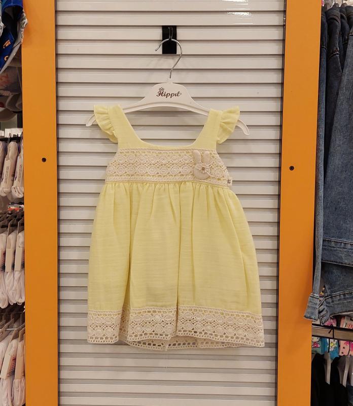 HİPPIL Baby 6056 Kız Bebek Tavşanlı Müslin Elbise
