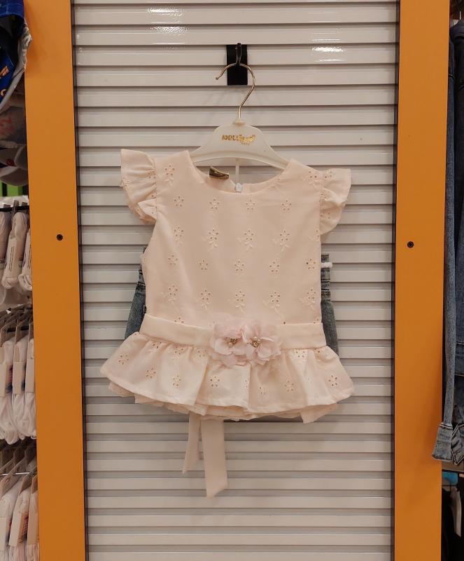 NELLİNO Kids 2408 Kız Çocuk Brodeli Şortlu 2li Takım