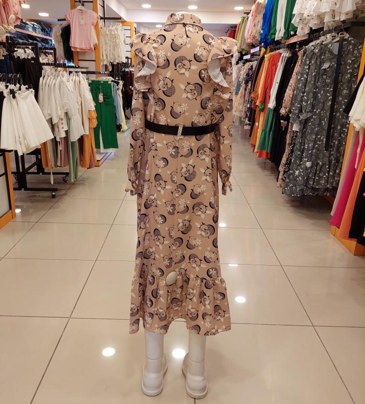 EMİLEY Kids 9385 Kız Çocuk Kemerli Saten Uzun Elbise
