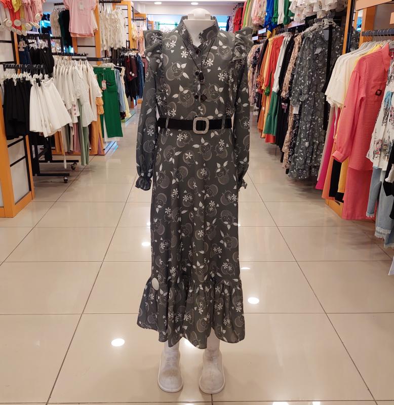 EMİLEY Kids 9385 Kız Çocuk Kemerli Saten Uzun Elbise